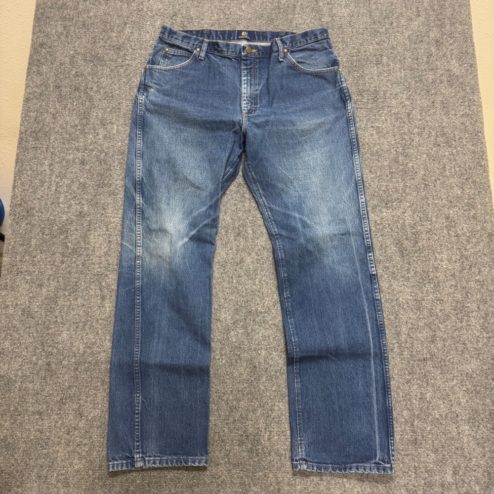 VTG Wrangler Rock 47 Denim Jeans Men's 36x32 Dark Washed Work Straight